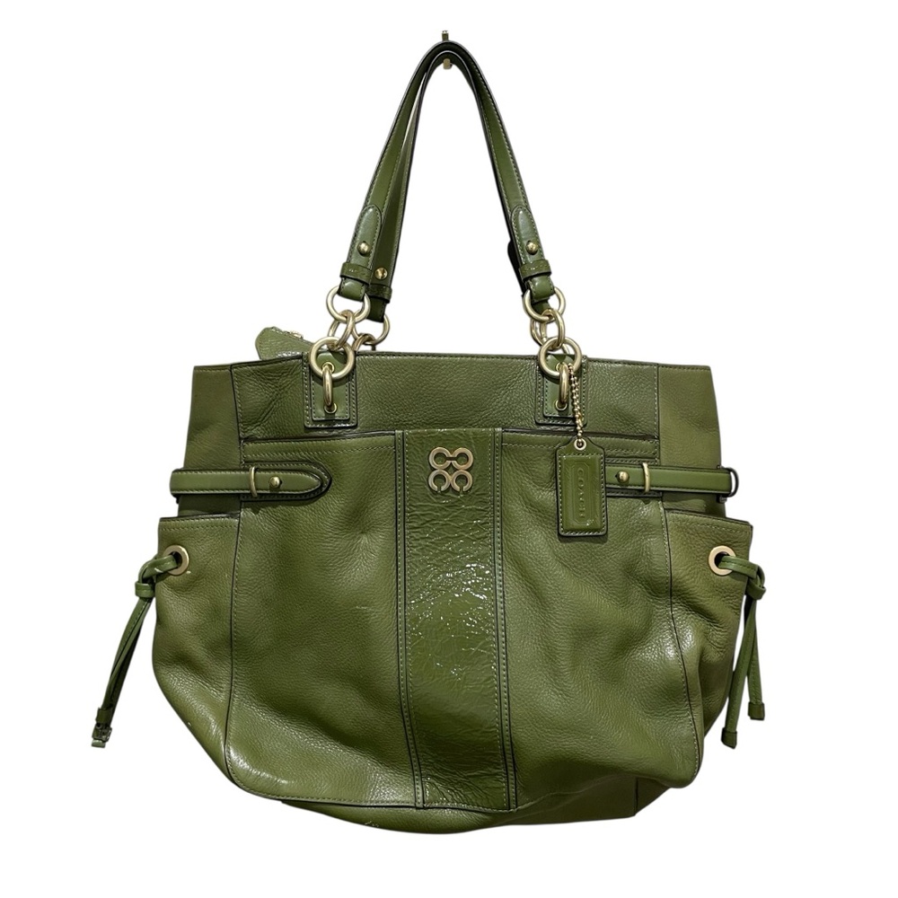 Coach Green Leather Tote Bag